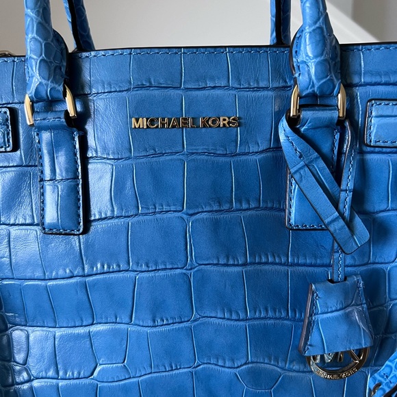 Michael Kors Croc Embossed bag blue leather - Picture 2 of 12